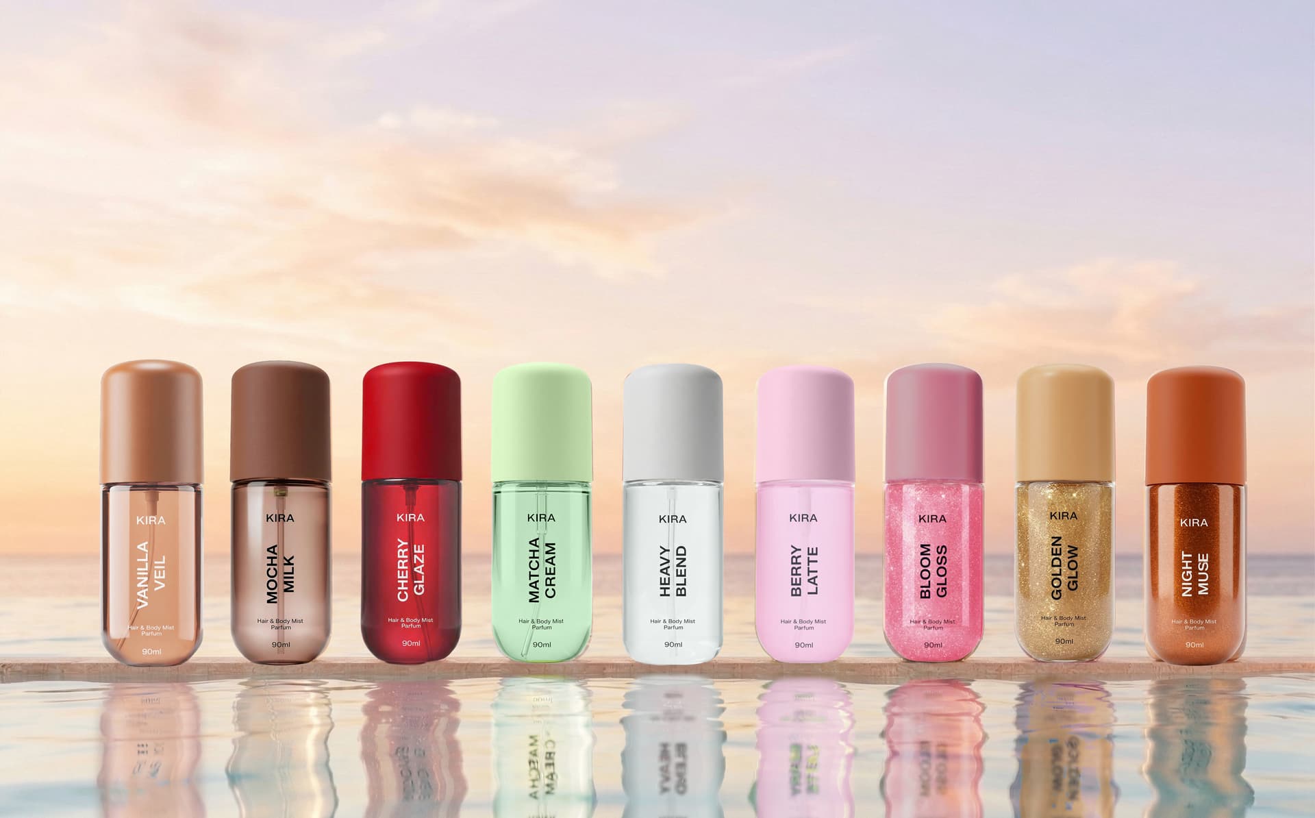 KIRA hair perfume mist collection lineup