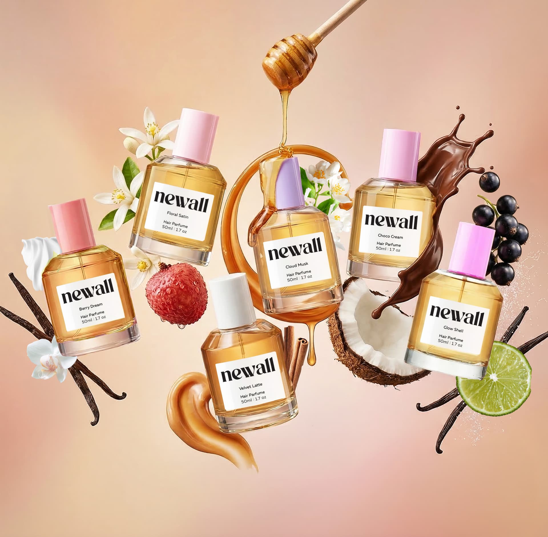 newall hair perfume bottles with natural ingredients